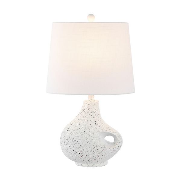 Charlotte 24" Minimalist Designer Iron/resin Oval Shade Led Table Lamp, White Terrazzo Jonathan Y Designs