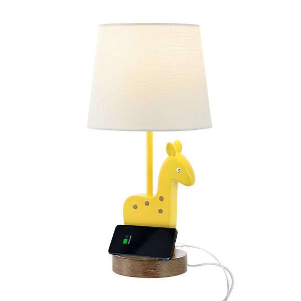 17.5" Mid-century Vintage Iron/resin Giraffe Led Kids' Table Lamp, Phone Stand, Usb Charging Port Jonathan Y Designs