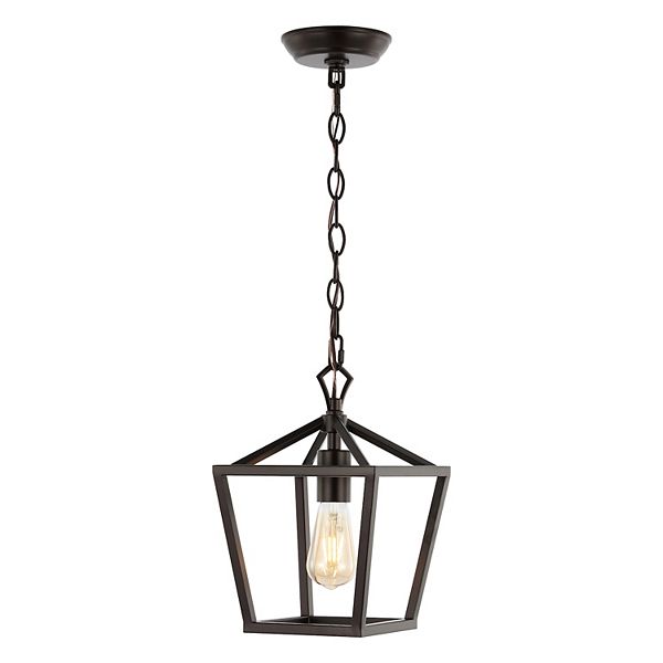 Oslin 8" 1-light Vintage Farmhouse Iron Chain Pagoda Led Pendant, Oil Rubbed Bronze/brass Gold Jonathan Y Designs