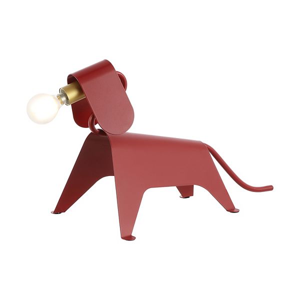 Rover 10" Modern Industrial Iron Canine Led Kids' Lamp, Red Jonathan Y Designs