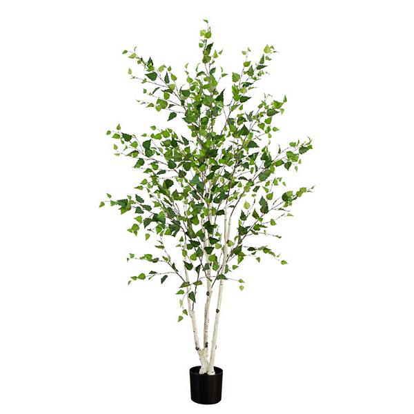 nearly natural 7-ft. Artificial Birch Tree with Real Touch Leaves Floor Decor NEARLY NATURAL