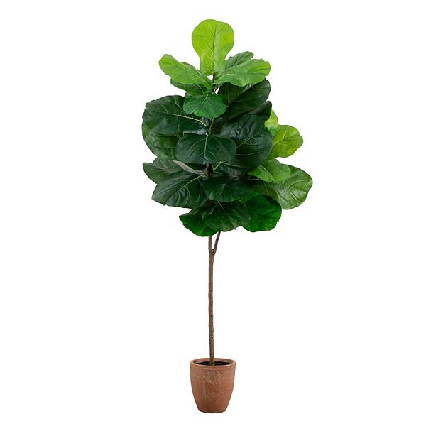 nearly natural 6-ft. Artificial Giant Leaf Fiddle Leaf Fig Tree in Decorative Planter with Real Touch Leaves Floor Decor NEARLY NATURAL