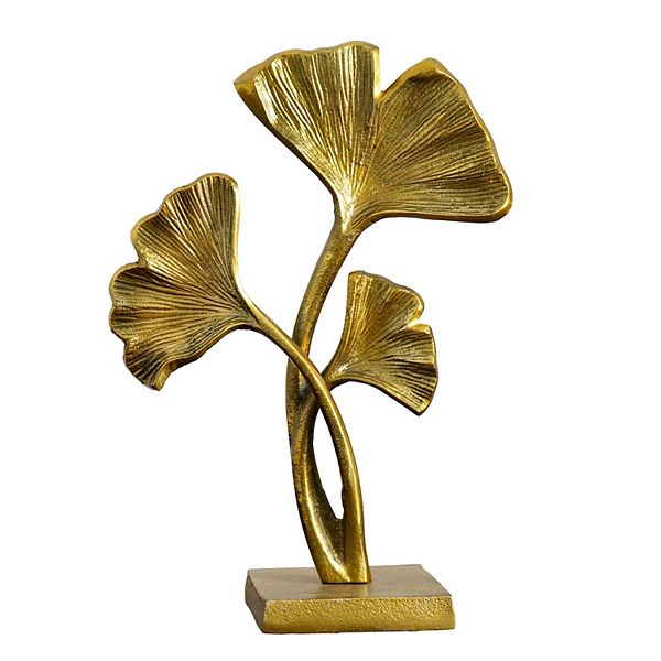 nearly natural Gold Finish Leaf Trio Sculpture Floor Decor NEARLY NATURAL