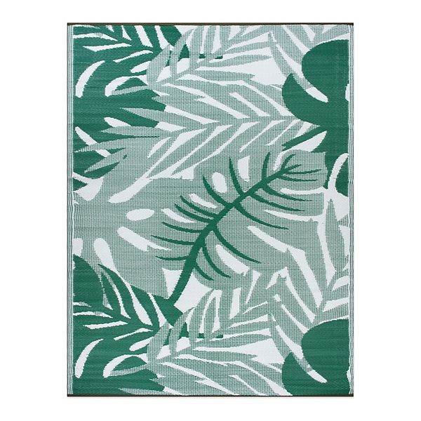 World Rug Gallery Tropical Leaf Reversible Recycled Plastic Area Rug World Rug Gallery