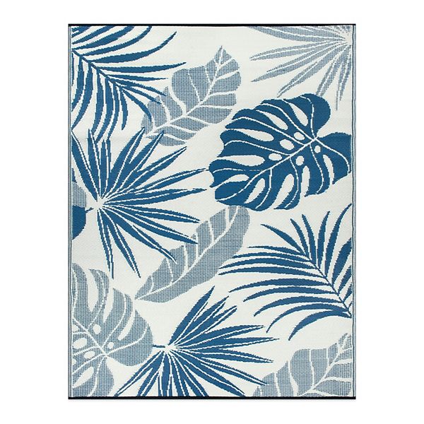 World Rug Gallery Tropical Floral Leaf Reversible Recycled Plastic Area Rug World Rug Gallery