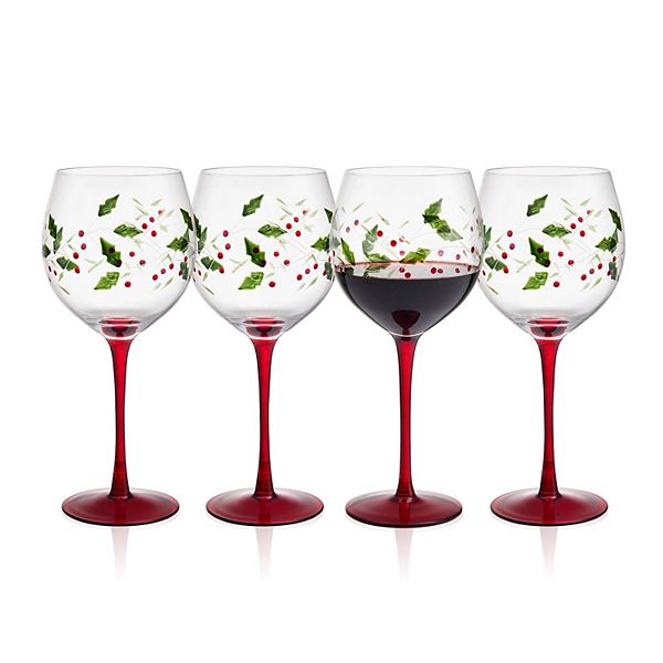 Pfaltzgraff Winterberry 4 pc. Hand Painted Wine Goblet Set Pfaltzgraff