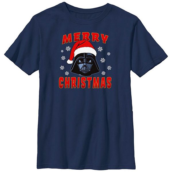 Детская футболка Star Wars с графическим принтом Дарта Вейдера и надписью Merry Christmas, из хлопка и полиэстера Star Wars