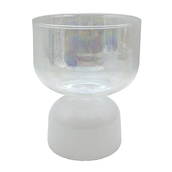 Iridescent White Glass Bowl with Stand Table Decor Unbranded