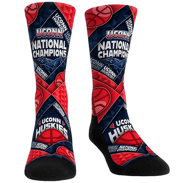 Унисекс Носки Rock Em Socks Синие UConn Huskies 2024 NCAA Чемпион по Баскетболу Diamond Weave Rock Em Socks