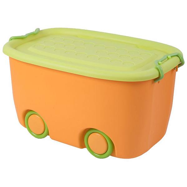 Stackable Toy Storage Box With Wheels Large Orange Basicwise