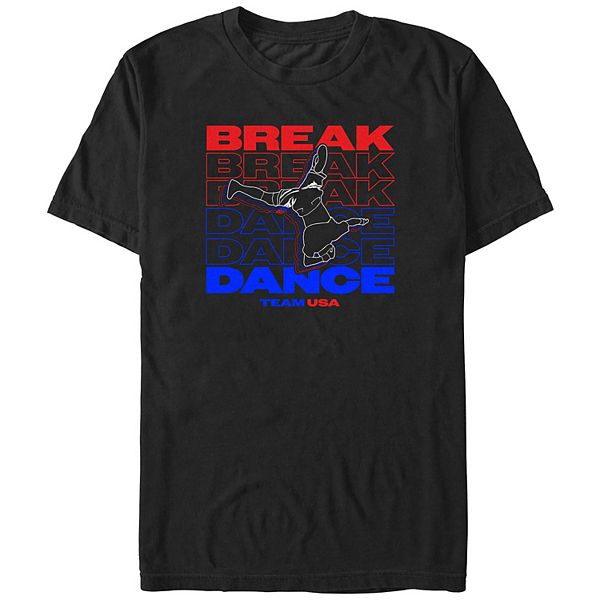 Футболка с графическим принтом 'Break Dance Team USA' для мужчин высокого и крупного телосложения, хлопок/полиэстер Unbranded