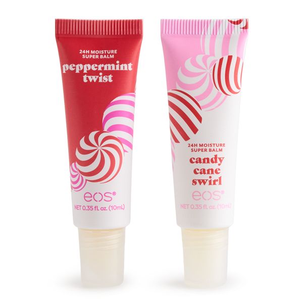 eos Candy Cane Swirl & Peppermint Twist 24H Moisture Super Balm Eos