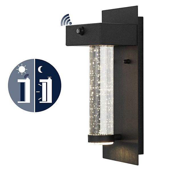 5.5" 1-light Industrial Iron/seeded Glass, Dusk-to-dawn Sensor Integrated Led Outdoor Sconce Jonathan Y Designs