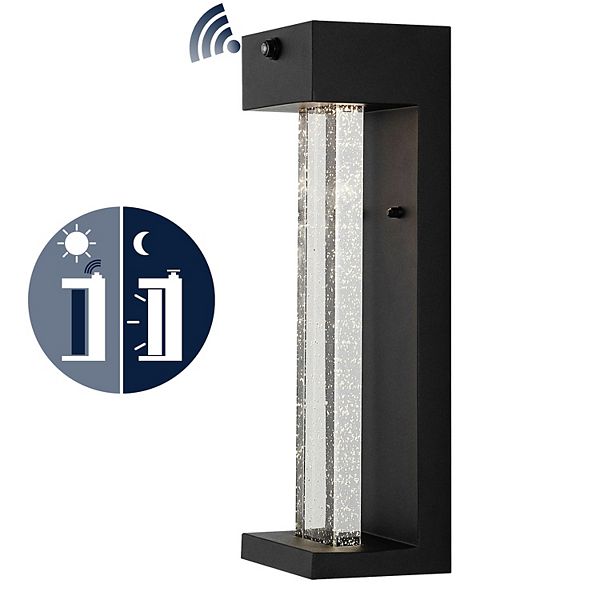 5.13" 1-light Industrial Iron/seeded Glass With Dusk-to-dawn Sensor Integrated Led Outdoor Sconce Jonathan Y Designs