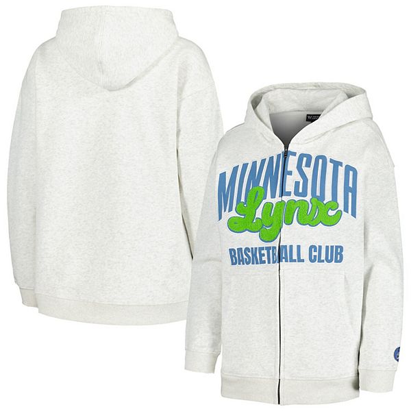 Женское Футболки The Wild Collective Светло-серое Minnesota Lynx Washed Full-Zip Hoodie The Wild Collective