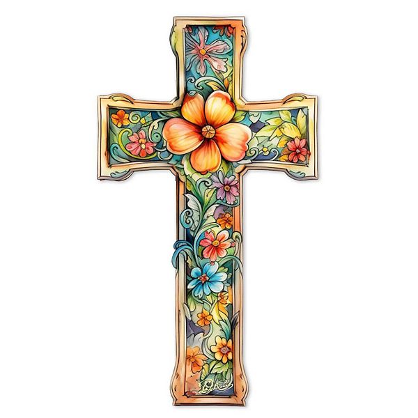 Новый год декоративная подвеска для двери Blossom Cross из дерева, 25 х 14 см Designocracy