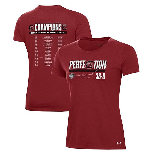 Женская Футболка Under Armour Garnet South Carolina Gamecocks 2024 NCAA Women's Basketball National Champions Schedule Under Armour