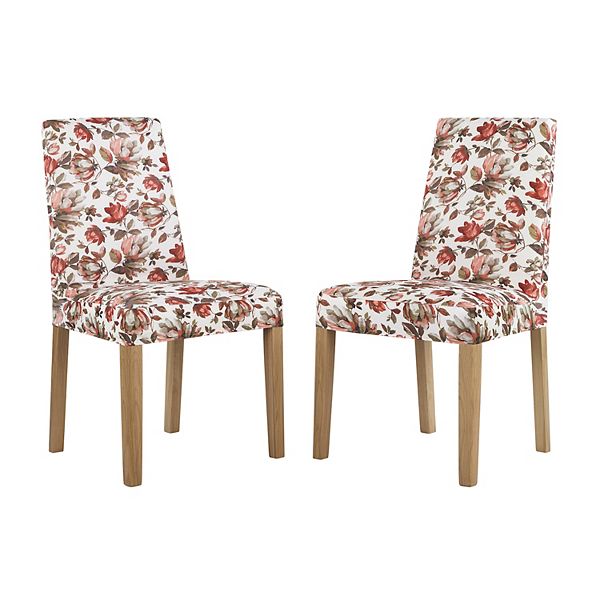 No. 918 Alvina Floral Print Stretch Fit Elastic Dining Chair Cover Pair No. 918