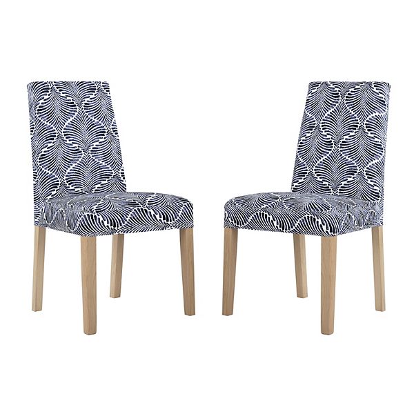 No. 918 Selene Ogee Print Stretch Fit Elastic Dining Chair Cover Pair No. 918