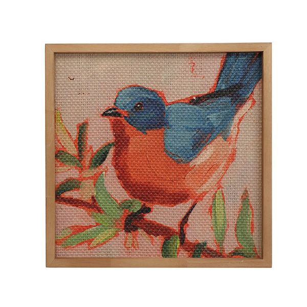 Blue Bird Woven Wood Framed Wall Art Unbranded