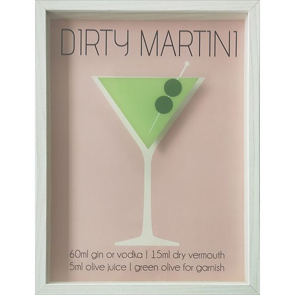 Dirty Martini Cocktail Recipe Layered Framed Wall Art Unbranded