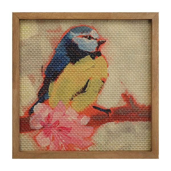 Woven Yellow Bird Wood Framed Wall Art Unbranded