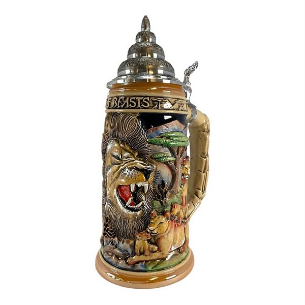 Pinnacle Peak Trading King Of Beasts Lion Pride Le German Stoneware Beer Stein .75 L Made In Germany Pinnacle Peak Trading Company