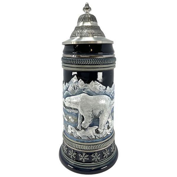 Pinnacle Peak Trading Polar Bear Walking On Ice German Beer Stein 1 Liter Made In Germany Pinnacle Peak Trading Company