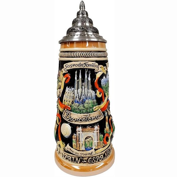 Pinnacle Peak Trading Barcelona Spain Landmarks Panorama Le German Stoneware Beer Stein .5 L Pinnacle Peak Trading Company