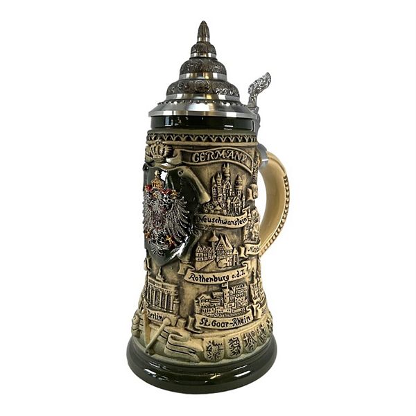 Pinnacle Peak Trading Rustic German Cities With Pewter Eagle Decal Le Stoneware Beer Stein .4 L Pinnacle Peak Trading Company