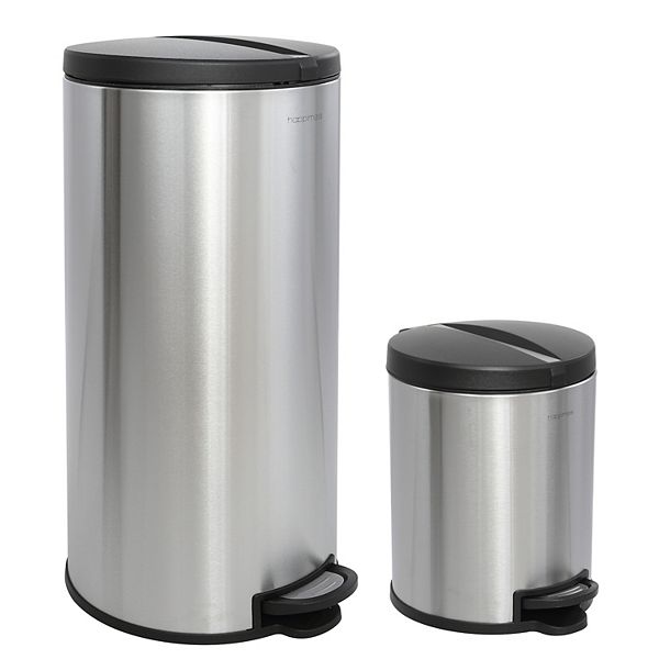 Oscar Round 8-gallon Step-open Trash Can With Free Mini Trash Can Happimess