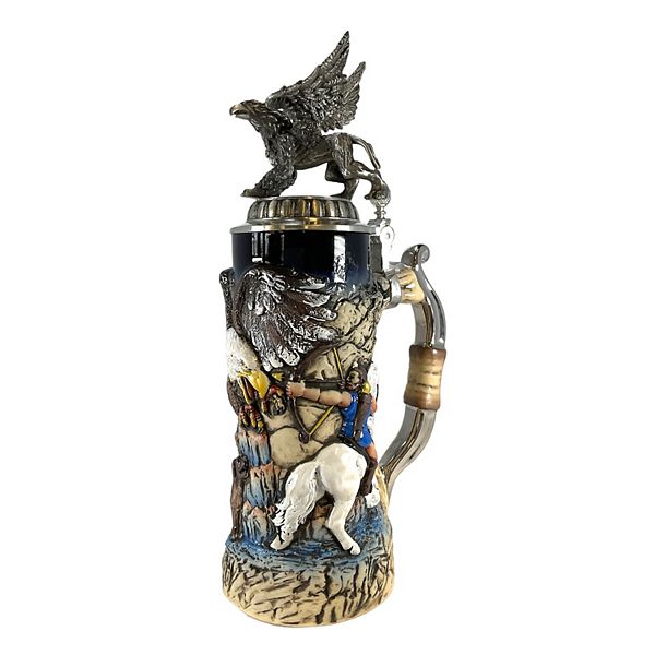 Pinnacle Peak Trading Hunters And Griffin With 3d Pewter Lid Le German Stoneware Beer Stein .75 L Pinnacle Peak Trading Company