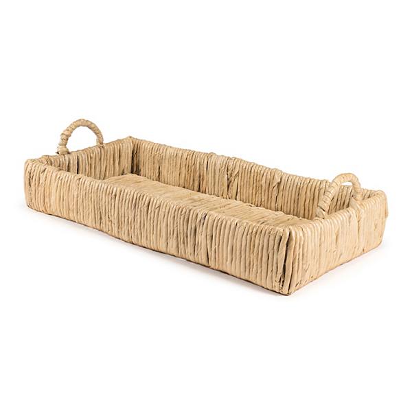 Anika Traditional Southwestern Hand-woven Abaca Tray With Handles Happimess