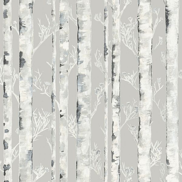 WallPops Birchdale Grey Peel and Stick Wallpaper WallPops