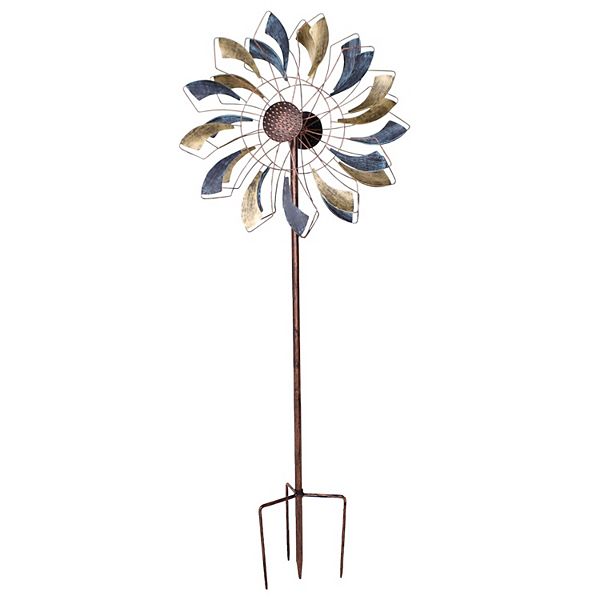 Sunnydaze Metallic Pinwheel Powder-coated Iron Wind Spinner - 84.5" H Sunnydaze Decor