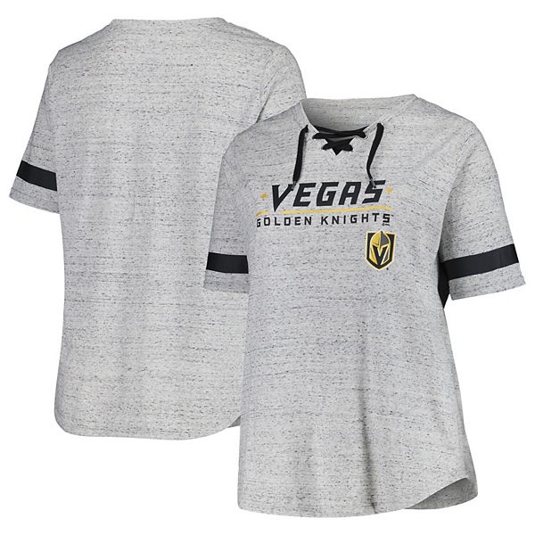 Женская светло-серая футболка Fanatics с логотипом Vegas Golden Knights и шнуровкой Fanatics Brands - White Label