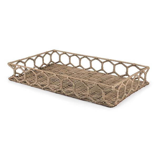 Honeycomb Rustic Bohemian Hand-woven Rattan Tray Happimess