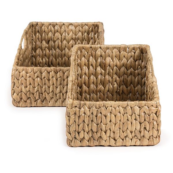 Havanah Southwestern Hand-woven Hyacinth Slanted Nesting Baskets With Handles Happimess