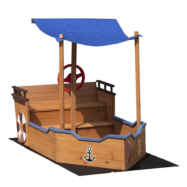 F.c Design Wooden Sandbox W/ Storage Bench And Seat For Kids 3-8yrs Outdoor Toy W/ Cover F.C Design