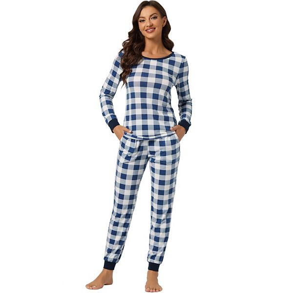 Womens Pajamas Sleepwear Round Neck Long Sleeves Warm Winter Lounge Sets Cheibear