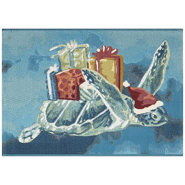 Коврик для дома и улицы Esencia Santa Seaturtle, 75x120 см, нескользящий, стойкий к износу Liora Manne