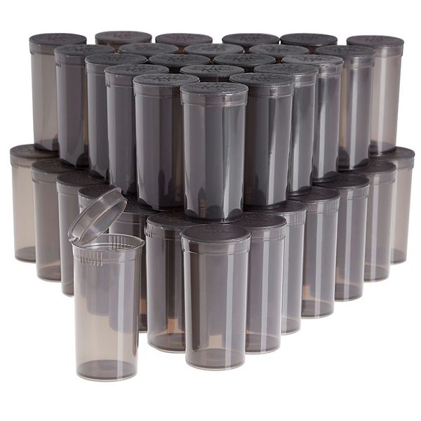 50 Pack Empty Pill Bottles With Pop Top Caps, 13 Dram Medicine Containers, Black Juvale