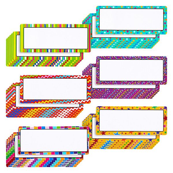 36-magnetic Labels For Whiteboard, Name Magnets For Lockers, 6 Designs, 2x5 In Juvale