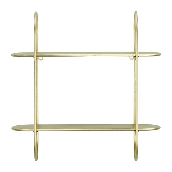 Two-tier Warm Gold Metal Hanging Bracket Wall Mounted Shelf Danya B