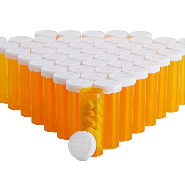 50-pack Medicine Pill Bottles Empty With Caps For Medication, Orange, 0.9 In Juvale