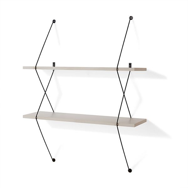 Contemporary Two Level Shelving System With Wire Brackets Danya B