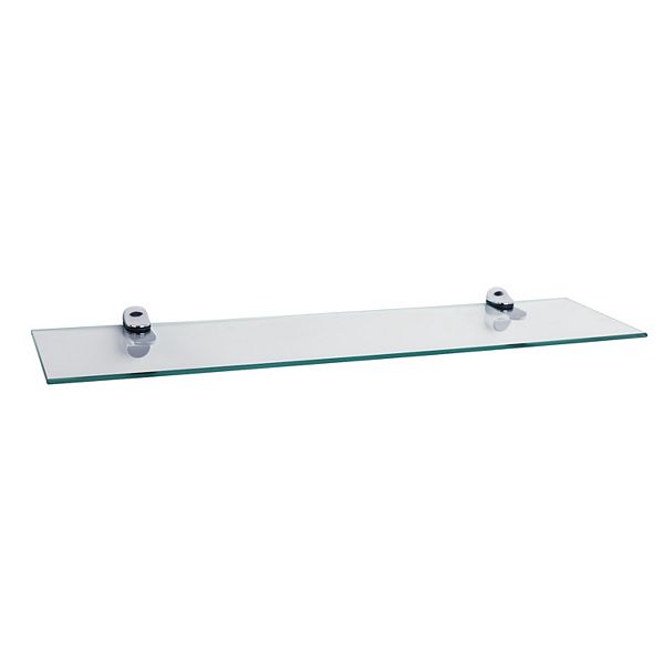 Glass Floating Shelf With Chrome Brackets 24 X 6" Danya B