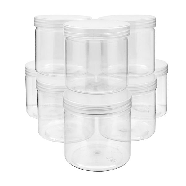 Slime Containers With Lids - 8 Pack 12 Oz Clear Plastic Jars For Kids Diy Crafts Juvale