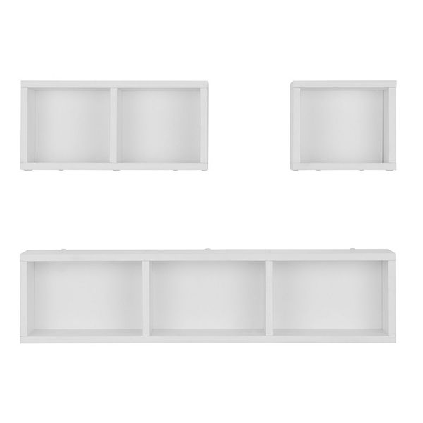 Bauhaus Floating Geometric Modular Cubby Wall Shelves - Set Of 3 Sizes Danya B