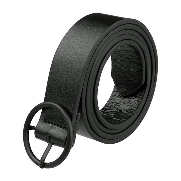 Women's Black Casual Leather Belt With Black Buckle Ladies Waist Belt For Jeans Pant Elerevyo